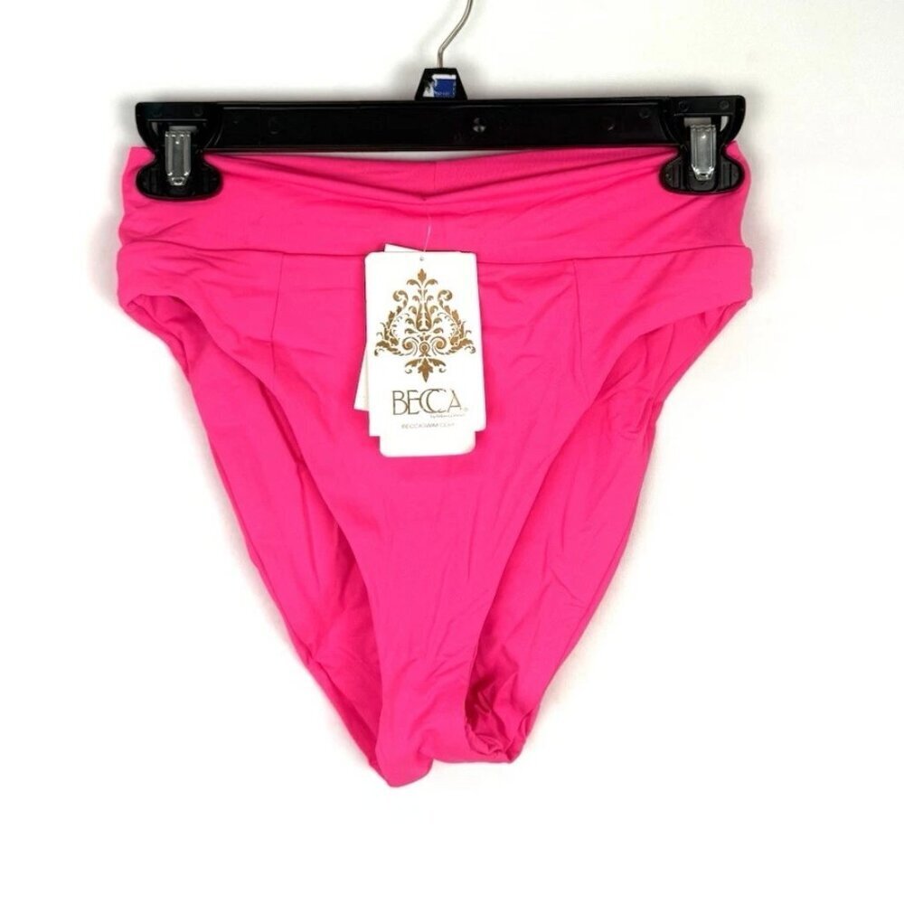 Becca Women’s Bright Pink High Rise Bikini Bottom Size Small